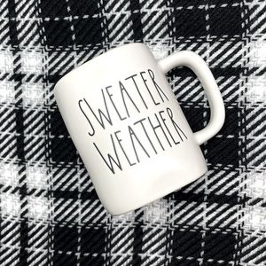 *NEW* Rae Dunn "SWEATER WEATHER" Mug, Burgundy  Interior *Never Used*